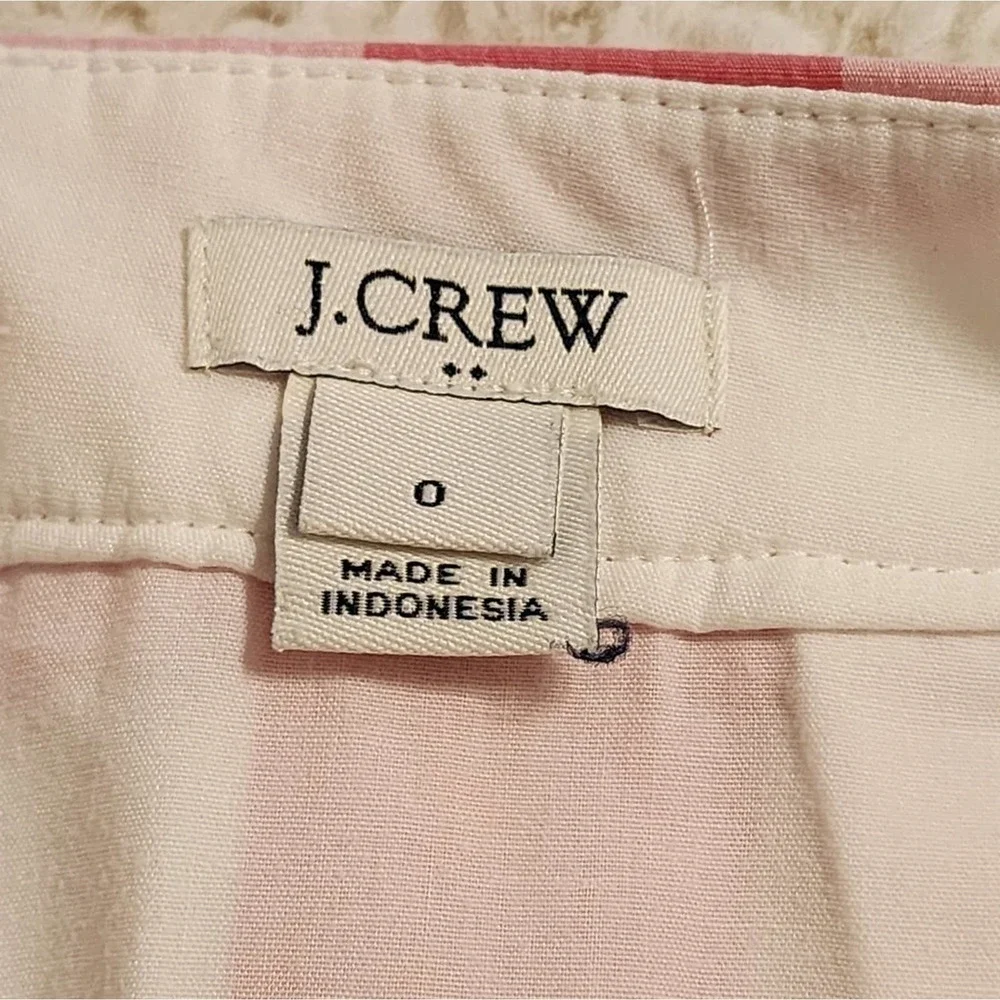 J. CREW pink orange and white‎ plaid ruffled skirt size 0